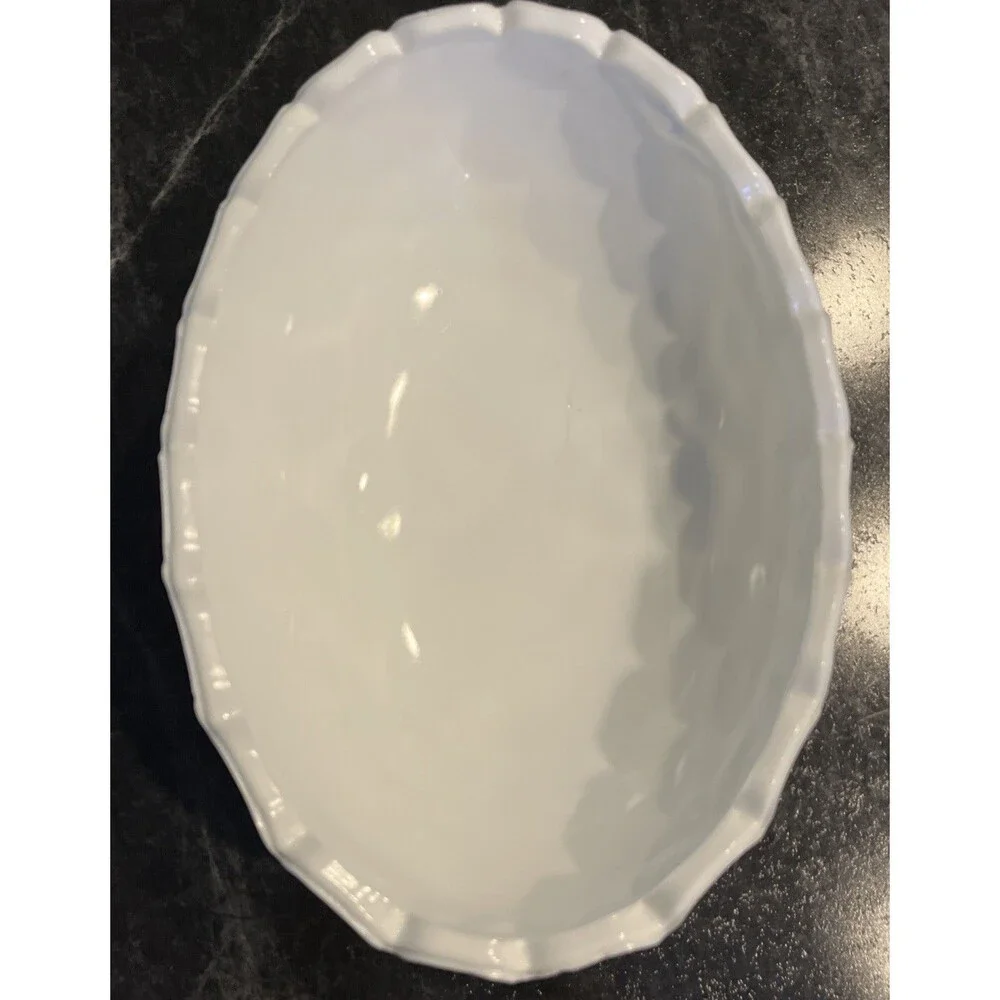 Vintage Indiana Glass Harvest Colony Embossed Oval Footed Milk Glass Fruit Bowl